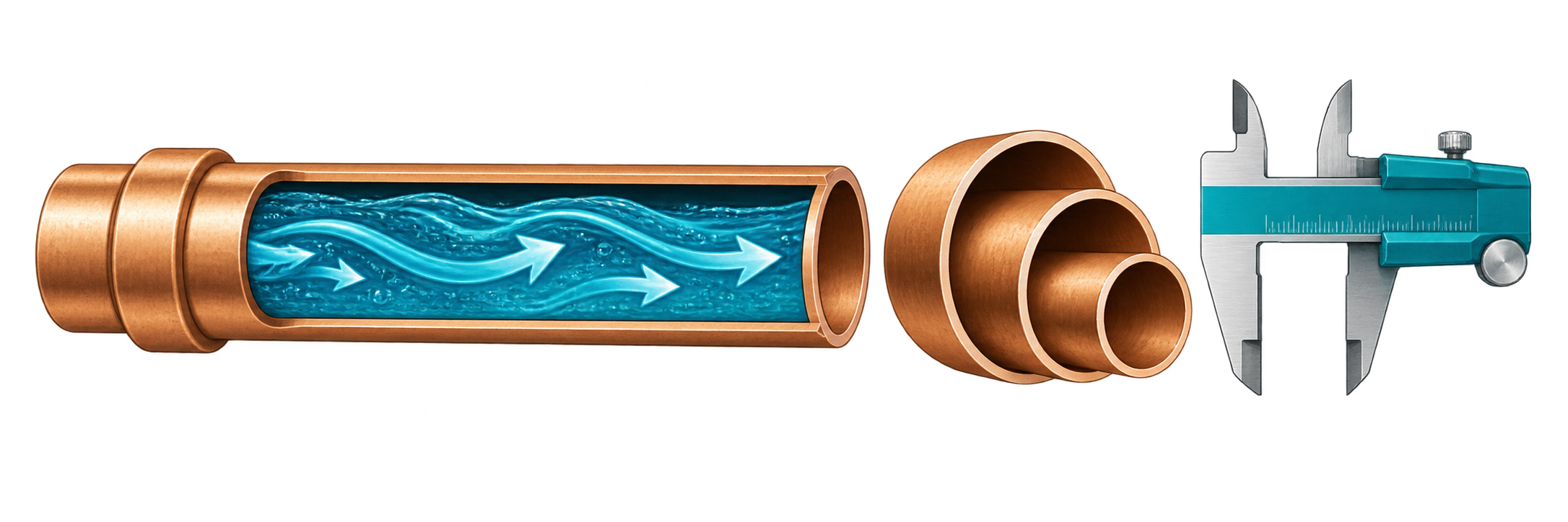 Pipe cross-sections with a measuring caliper