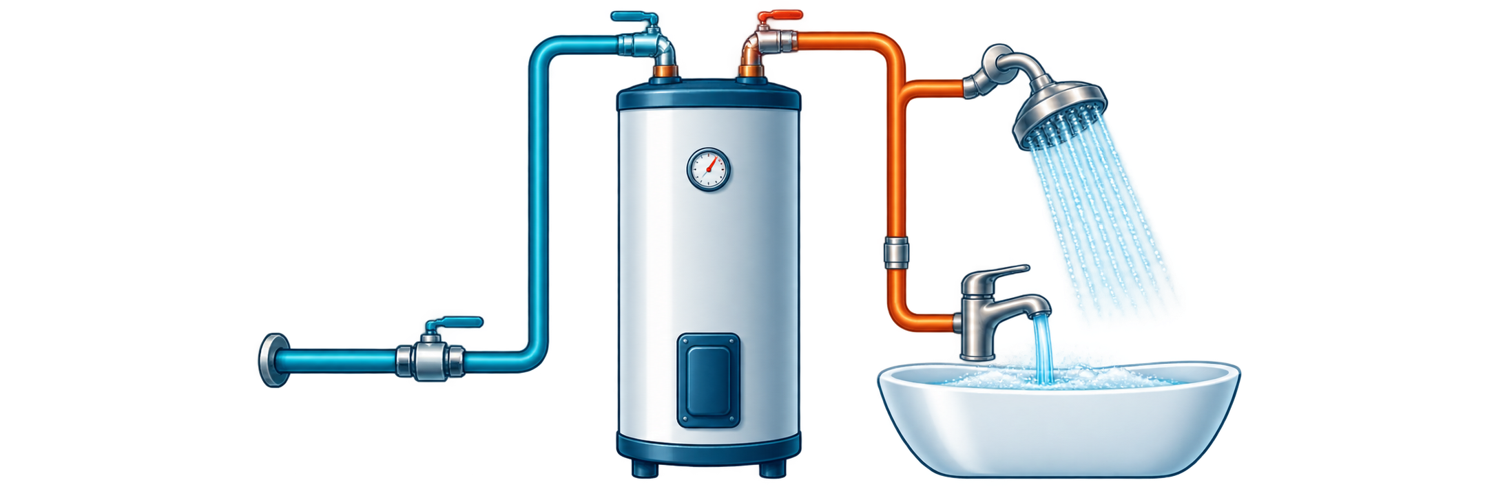 Water heater with cold-water inlet and hot-water outlet